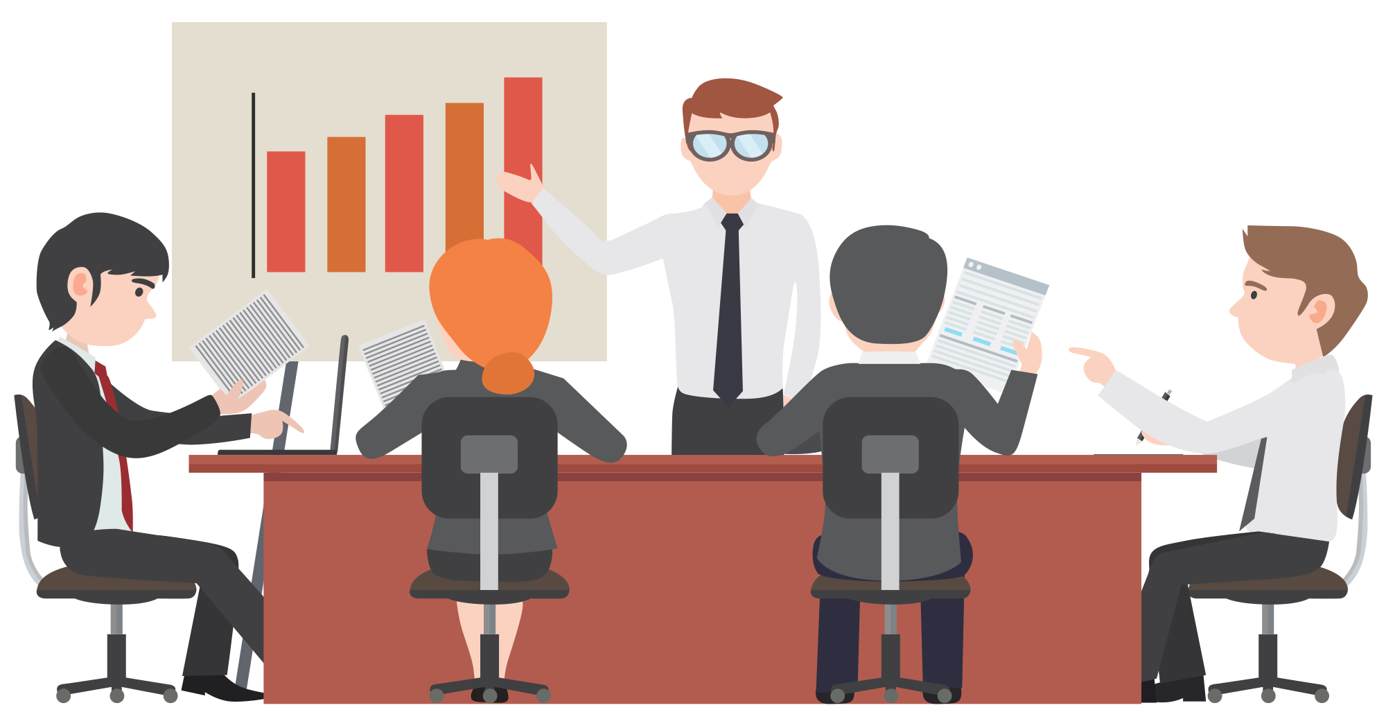 Business professionals discussing strategy